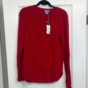 NWT CASHMERE ❤️Red Cable Knit Sweater